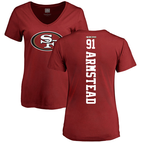 San Francisco 49ers Red Women Arik Armstead Backer #91 NFL T Shirt->nfl t-shirts->Sports Accessory